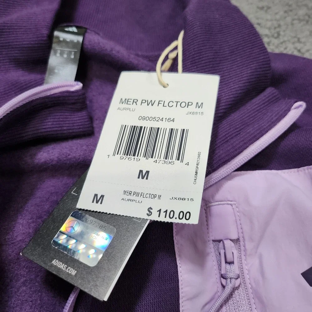 Mens Size M Adidas AMG Petronas F1 Premium Fleece Quarter Zip Top Purple JX8815